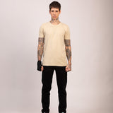 Camiseta Clássica Pré-Lavada de Algodão Premium Areia Estonado
