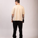 Camiseta Oversized BOX Suedine Areia Estonado