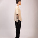 Camiseta Oversized BOX Suedine Areia Estonado