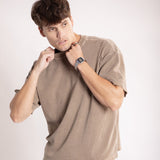 Camiseta Oversized BOX Suedine Marrom Estonado