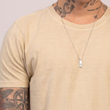 Camiseta Clássica Pré-Lavada de Algodão Premium Areia Estonado