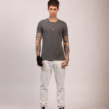 Camiseta Clássica Pré-Lavada de Algodão Premium Grafite