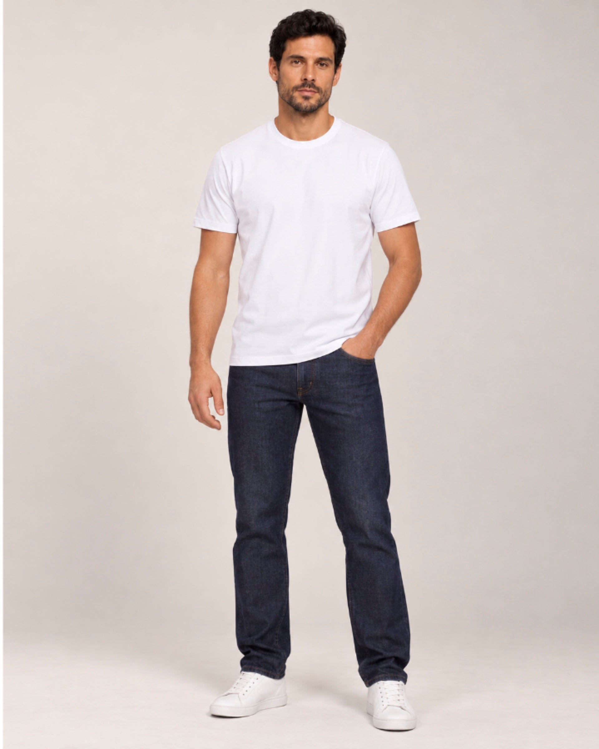 Camiseta Clássica Pré-Lavada de Algodão Premium Branco