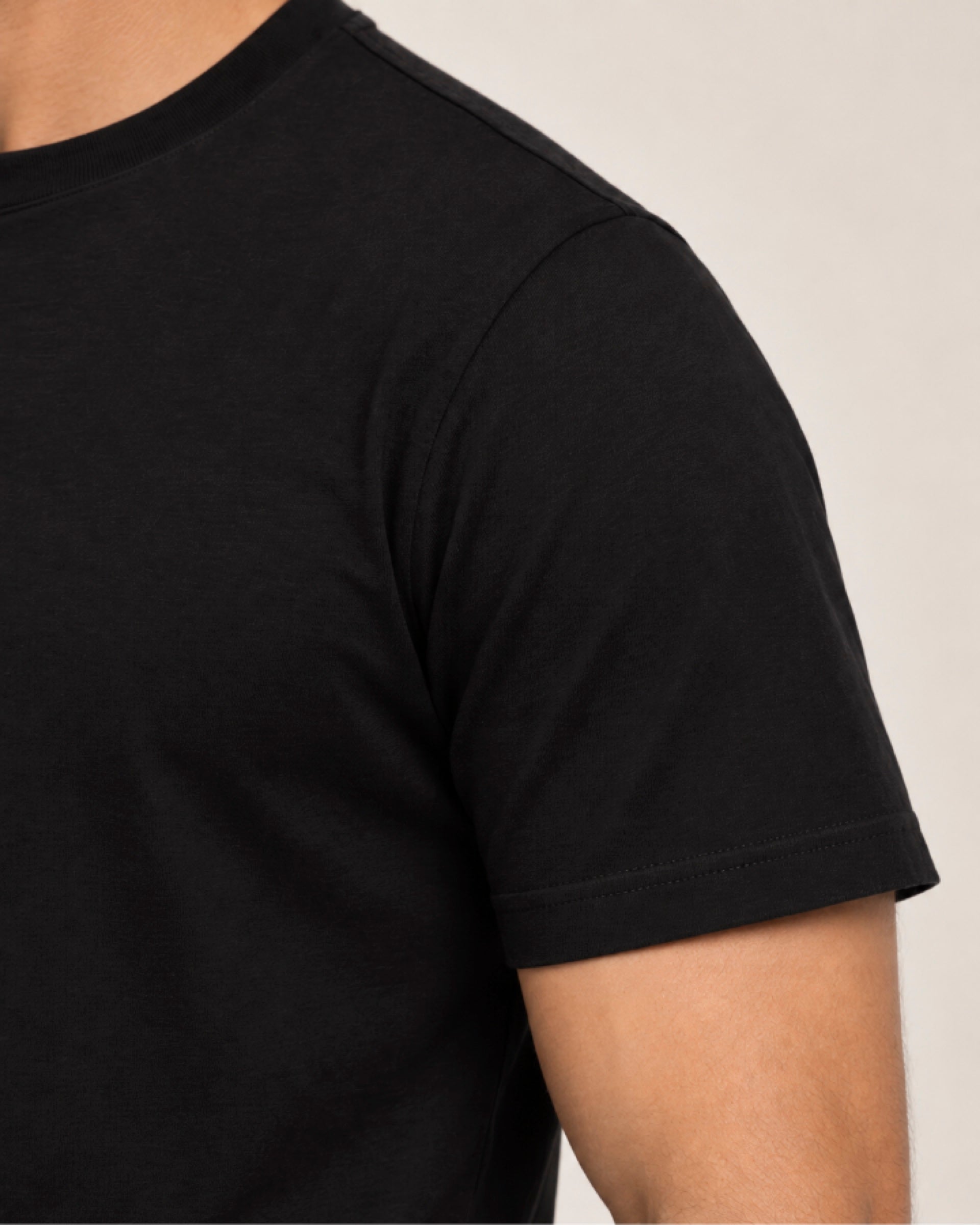 Camiseta Clássica Pré-Lavada de Algodão Premium Preto