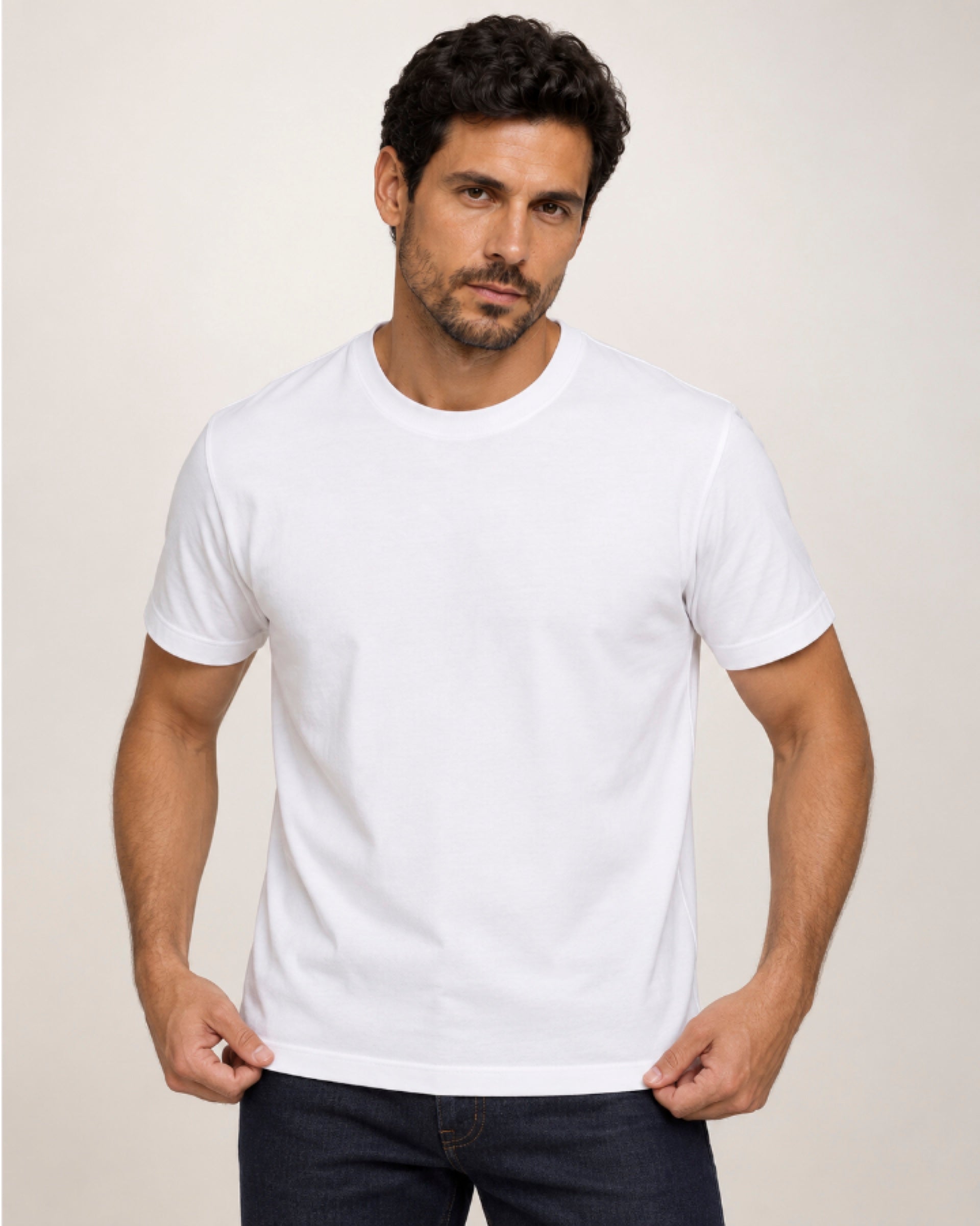 Camiseta Clássica Pré-Lavada de Algodão Premium Branco