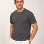 Camiseta Clássica Pré-Lavada de Algodão Premium Grafite