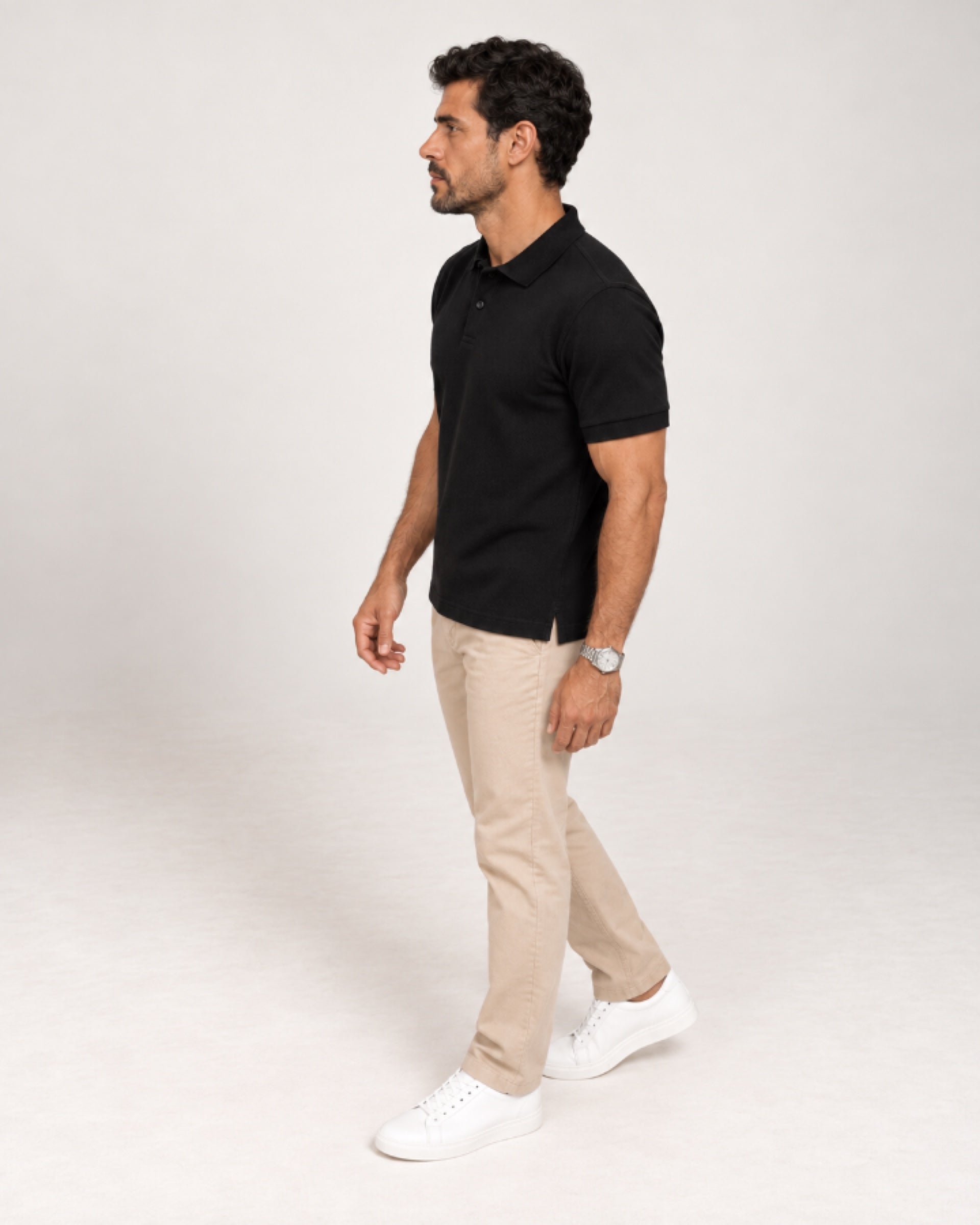 Camisa Polo Piquet Masculina Preta