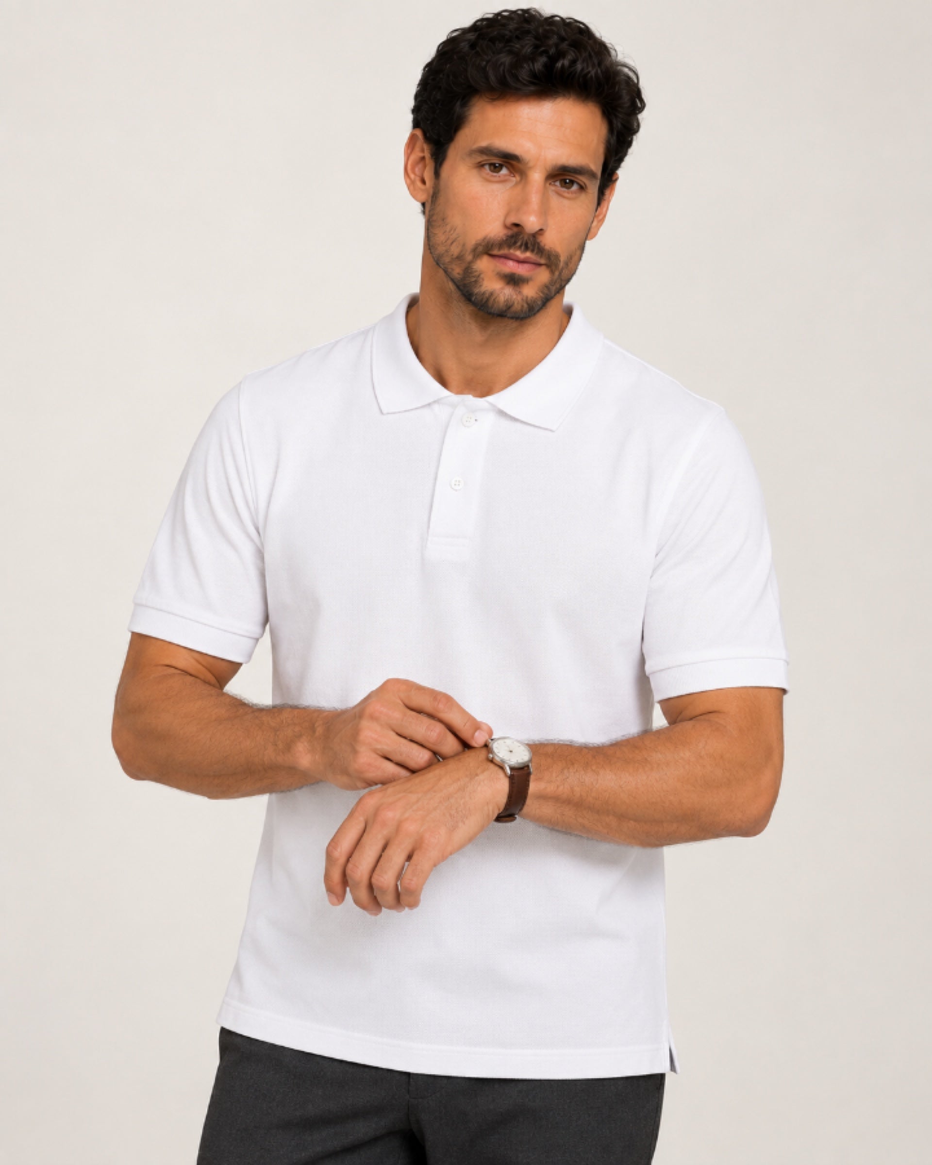 Camisa Polo Piquet Masculina Branca