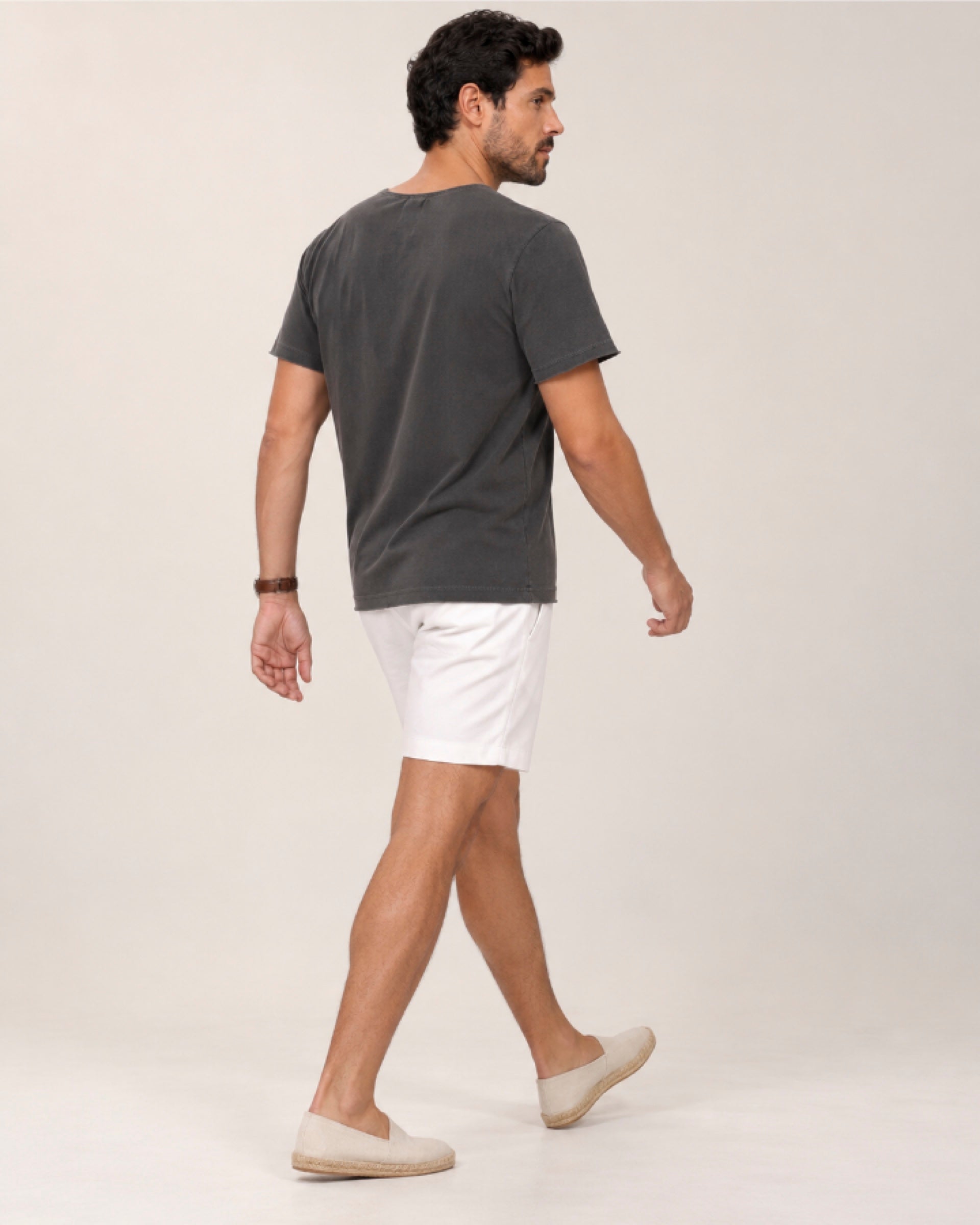 Camiseta Relax Pré-Lavada de Algodão Premium Grafite