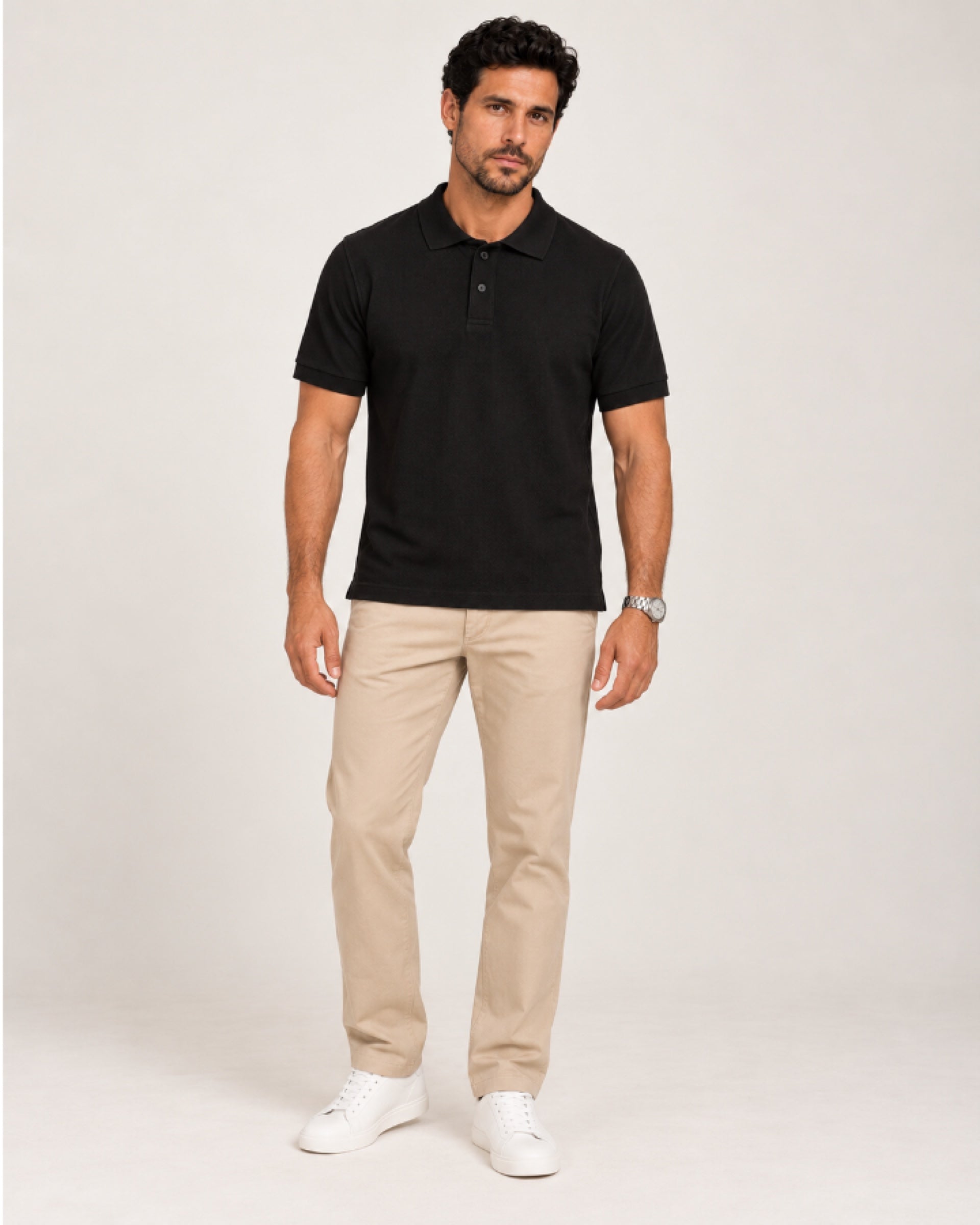 Camisa Polo Piquet Masculina Preta
