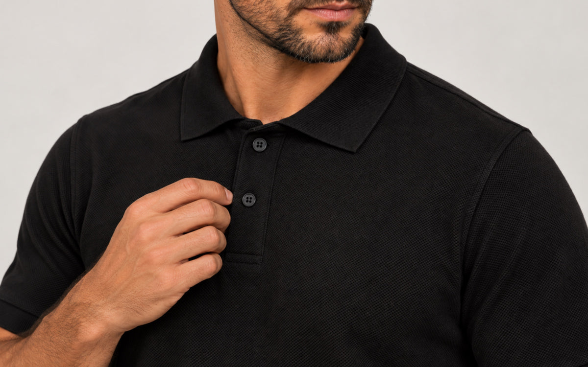 Camisa Polo Piquet Masculina Preta