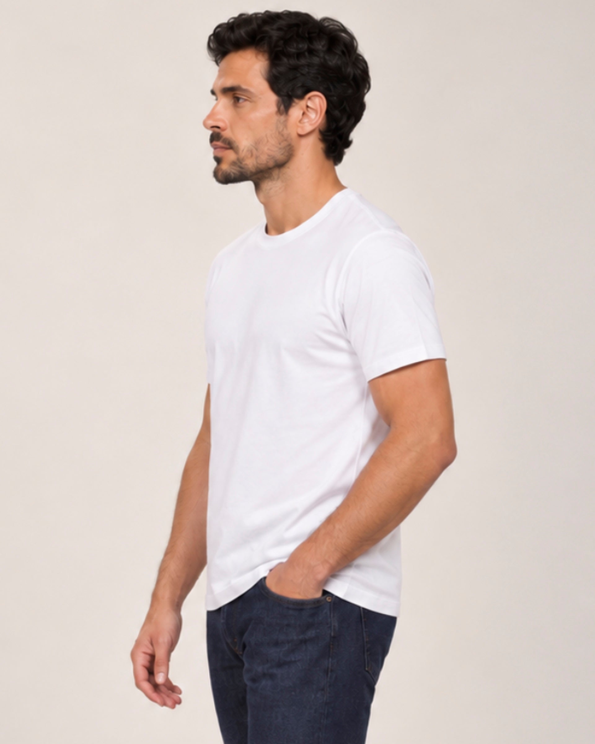 Camiseta Clássica Pré-Lavada de Algodão Premium Branco