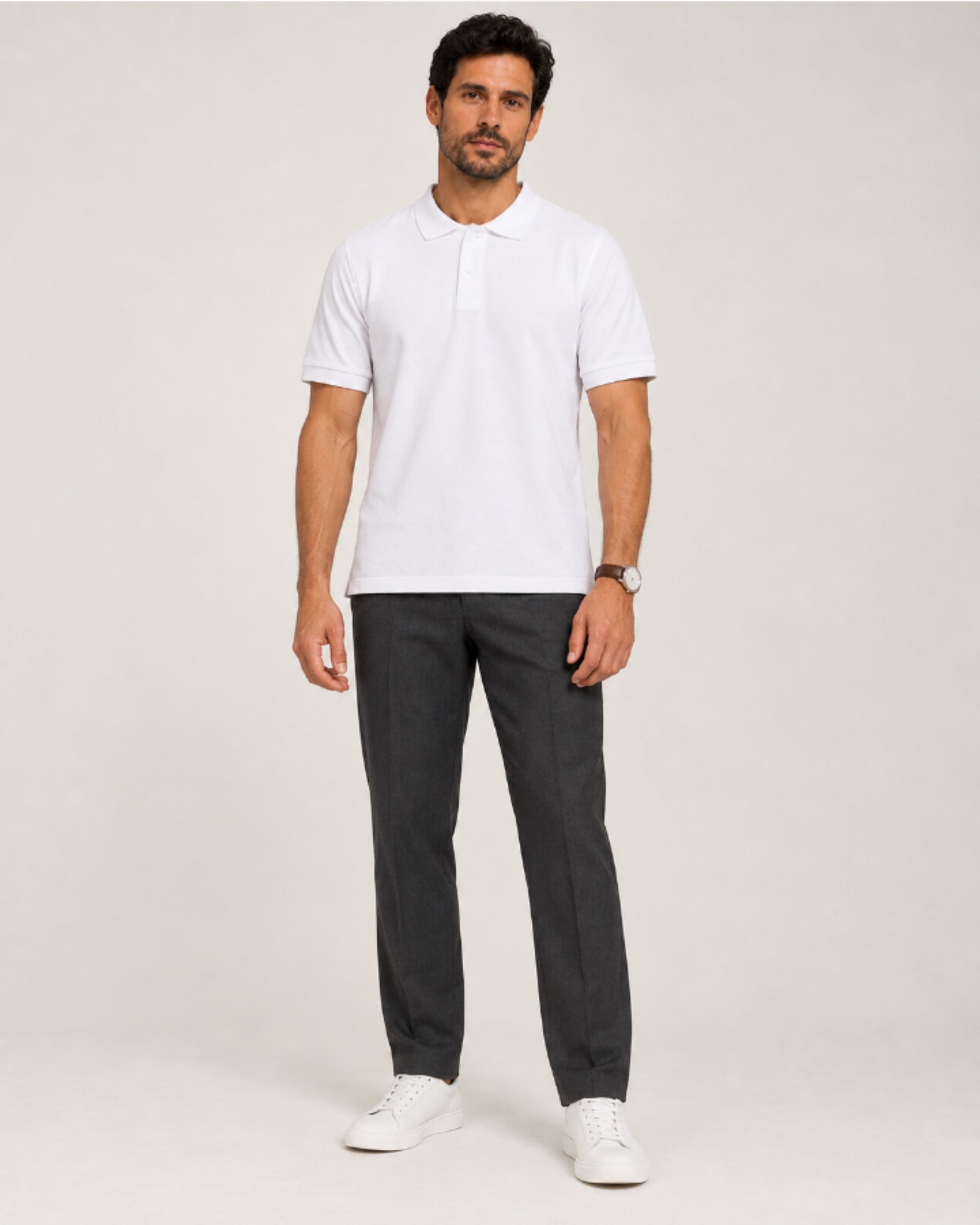 Camisa Polo Piquet Masculina Branca