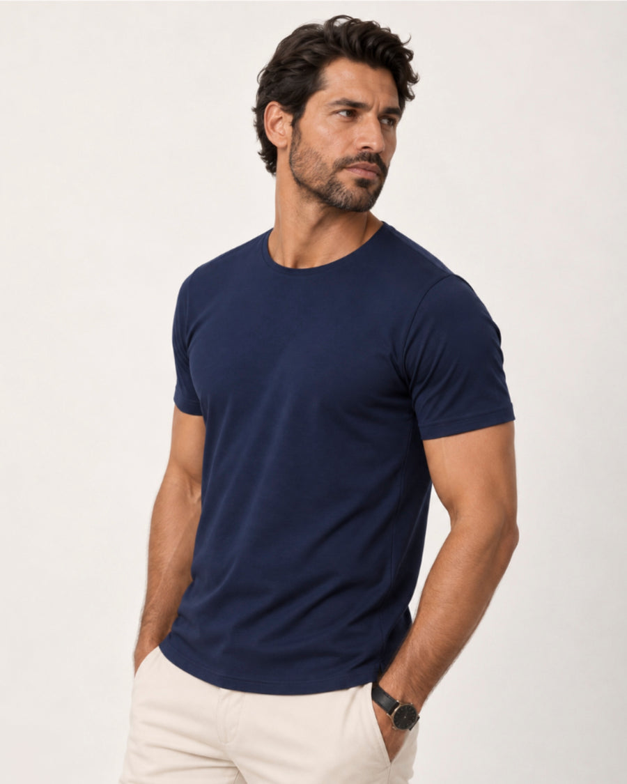 Camiseta Tecnológica Modal Masculina Azul Marinho