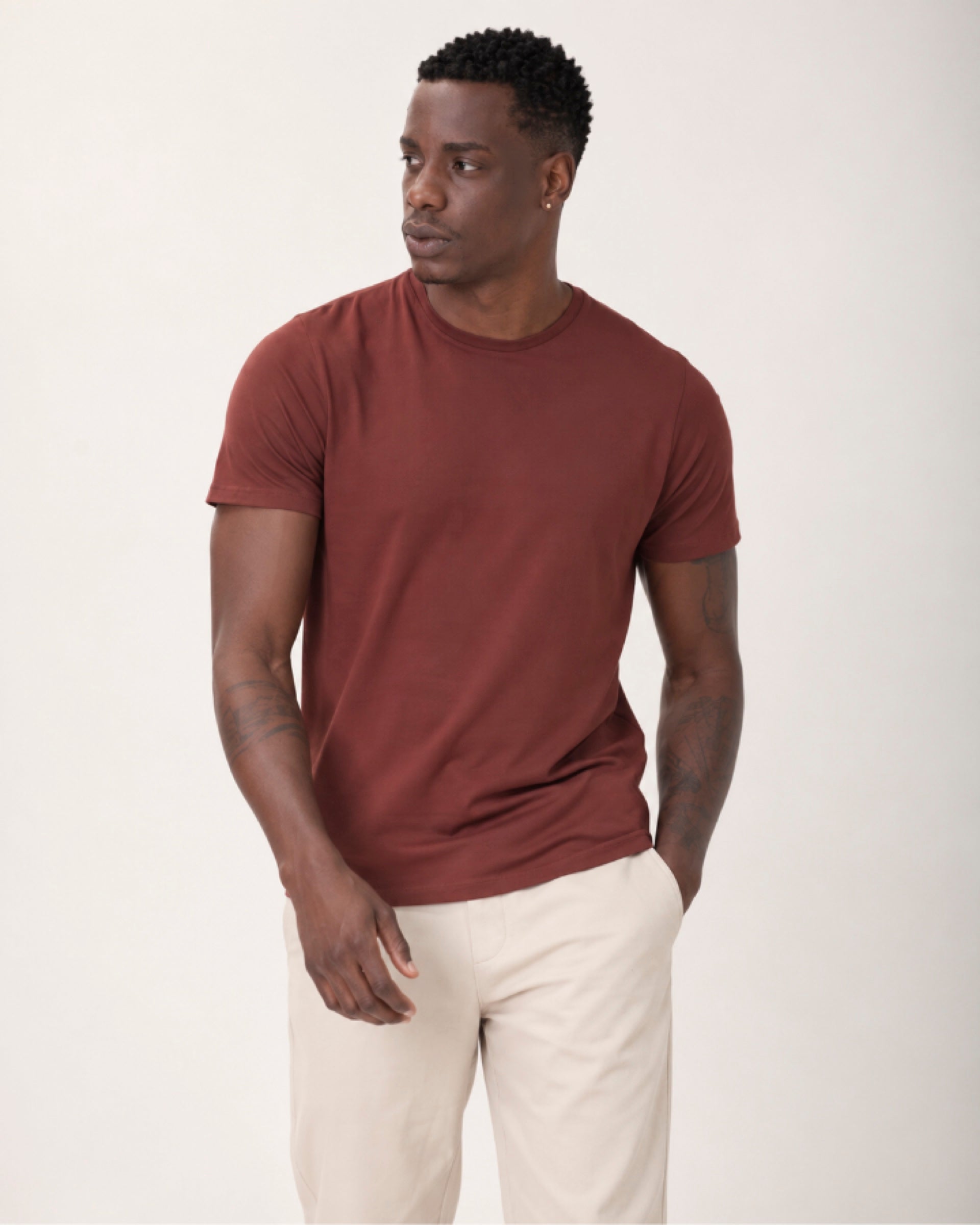 Camiseta Tecnológica Modal Masculina Marrom