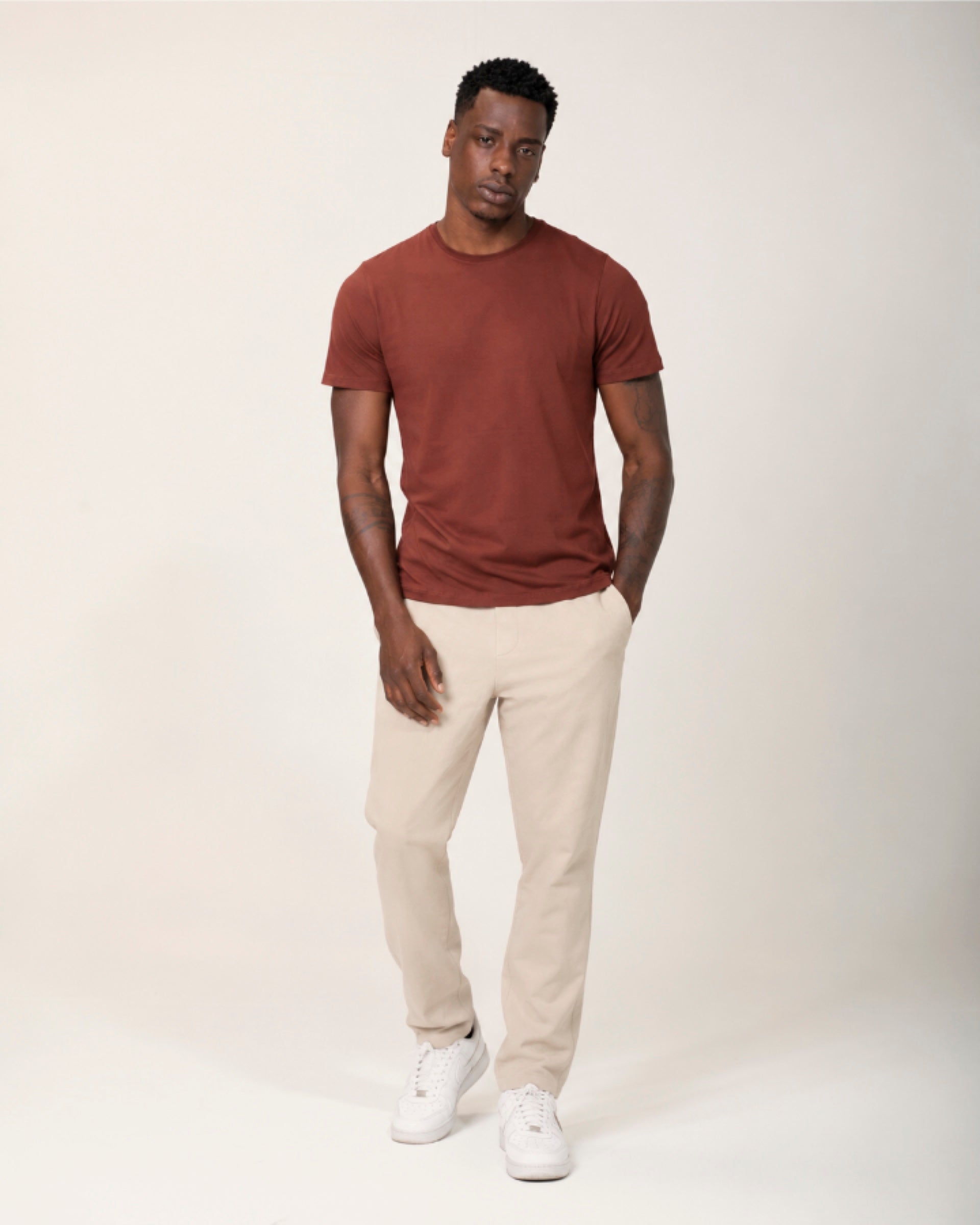 Camiseta Tecnológica Modal Masculina Marrom