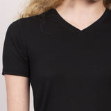 Camiseta Gola V Tecnológica Modal Feminina Preto