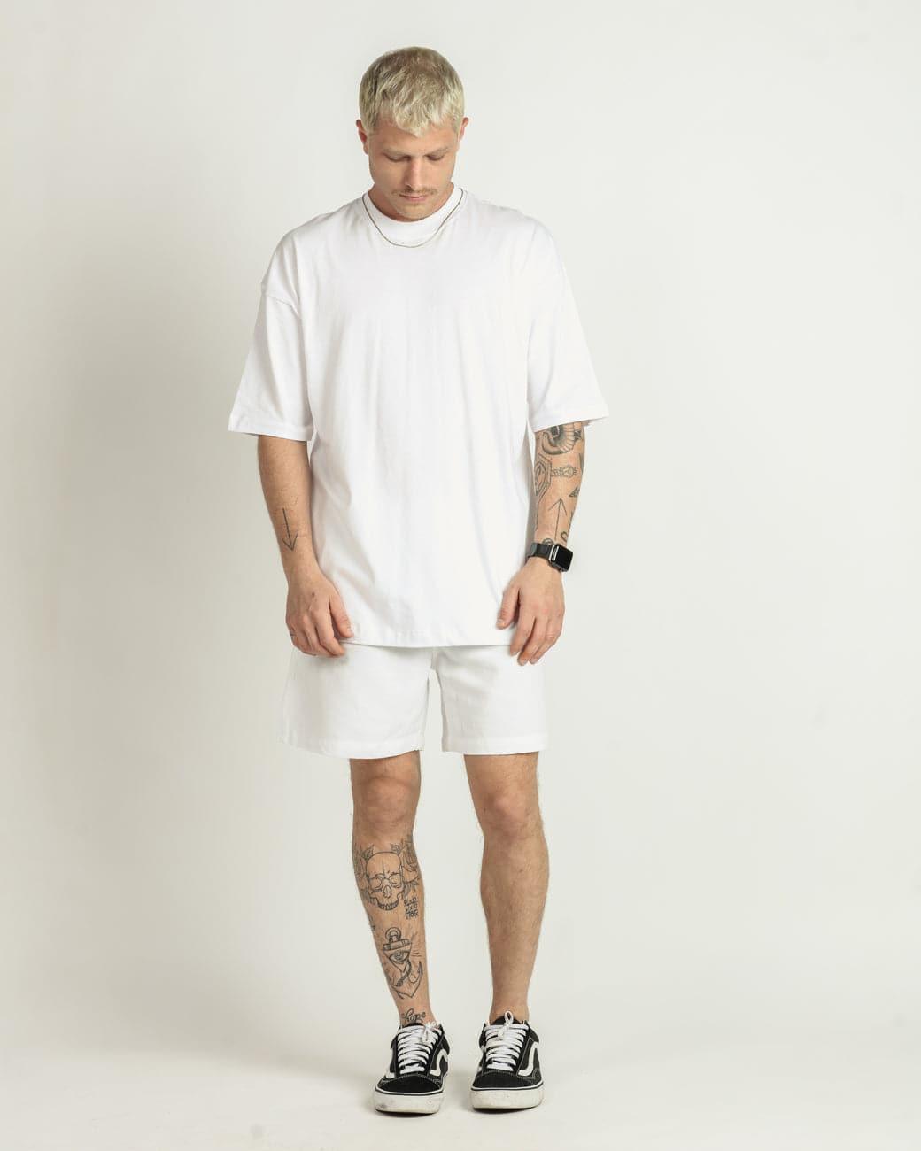 Camiseta Oversized Pré-Lavada de algodão Premium Branco