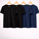 Kit 4 Camisetas Tecnológicas Modal Masculina (2 Pretas, 2 Azuis)