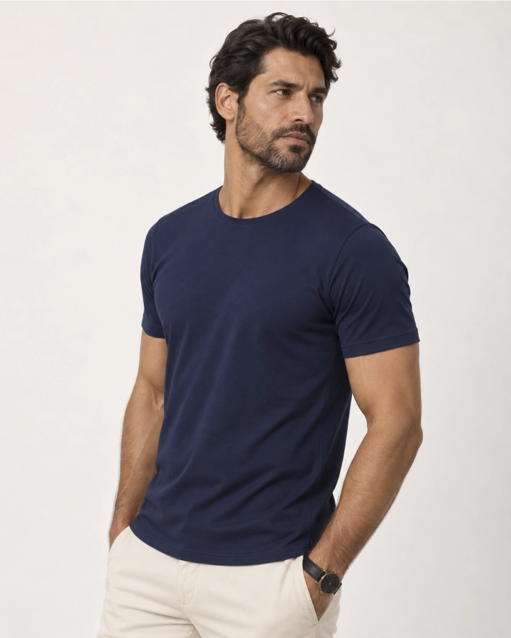 Camiseta Tecnológica Modal Masculina Azul Marinho