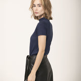 Camiseta Gola Alta Tecnológica Modal Feminina Azul