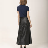 Camiseta Gola Alta Tecnológica Modal Feminina Azul